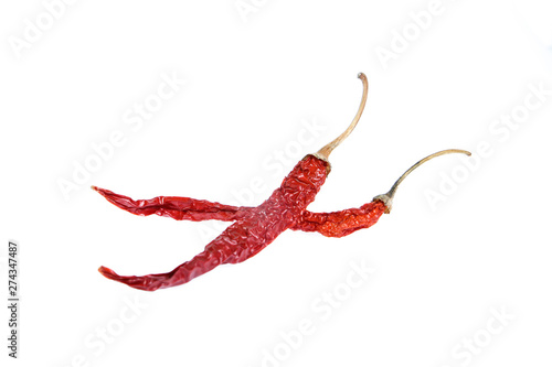 dry chilli isolated on white