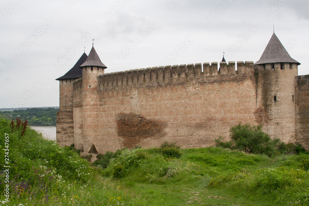 The walls of the ancient fortress in Khotyn, Ukraine