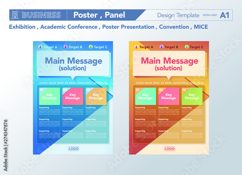 POSTER & PANEL Design Template, Exhibition , Academic conference, Poster Presentation, Convention, MICE, logical thinking, Pyramid Structure