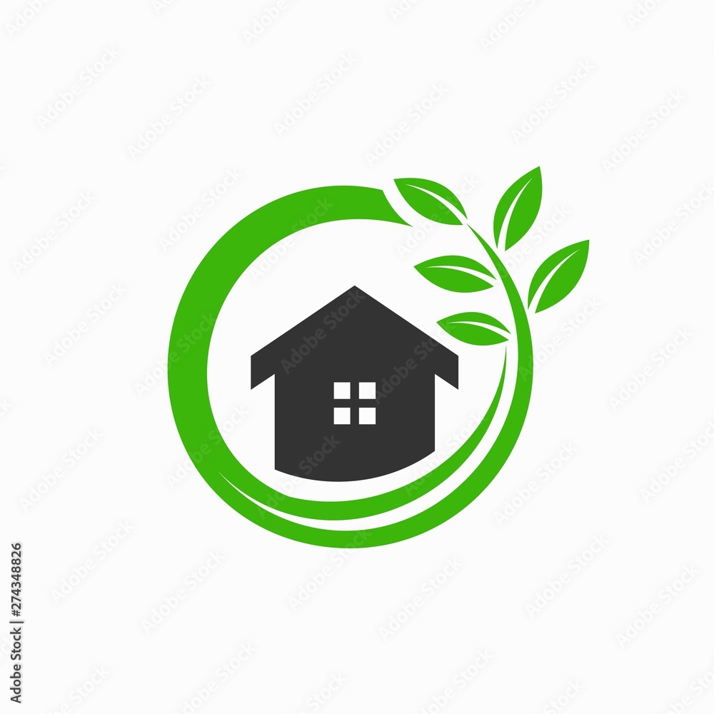 Home logo accompanied concept of circular leaves Home logo accompanied concept of circular leaves