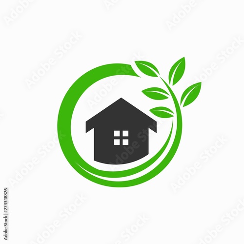 Home logo accompanied concept of circular leaves