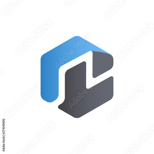 letters PL Hexagon logo vector