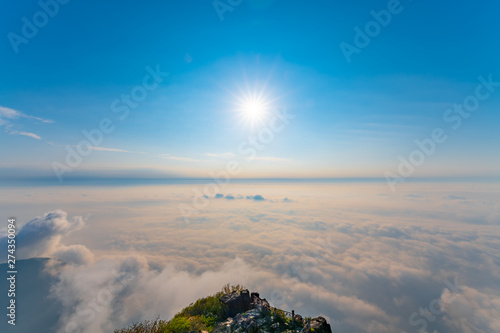 •	sea of clouds in the morning sun, at the top of Emei Mountain in Sichuan Province, China photo