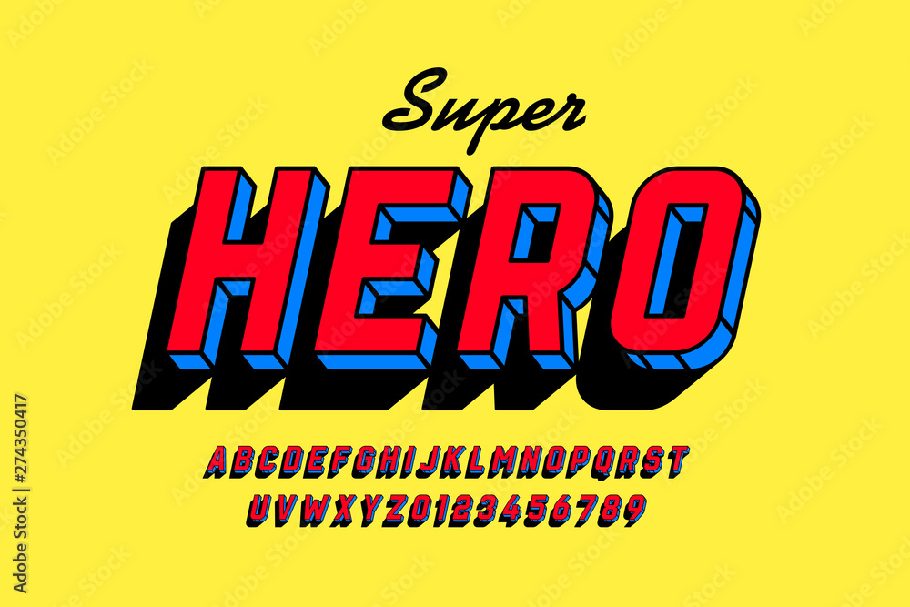 Comics style font design, alphabet letters and numbers
