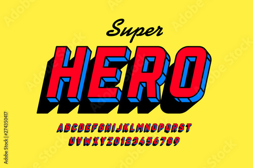 Comics style font design, alphabet letters and numbers