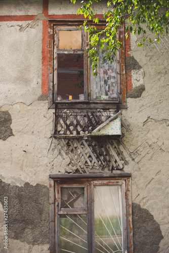 old dilapidated houses slum  poor quarter vintage