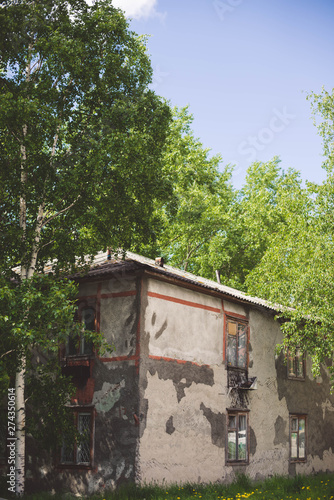 old dilapidated houses slum  poor quarter vintage