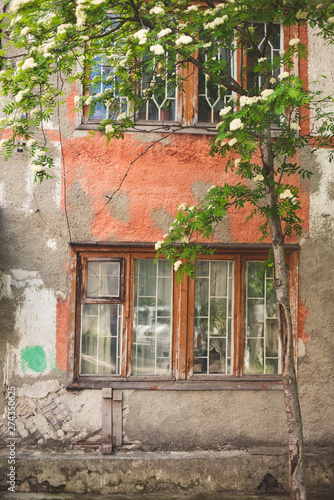 old dilapidated houses slum  poor quarter vintage