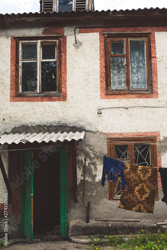 old dilapidated houses slum poor quarter vintage