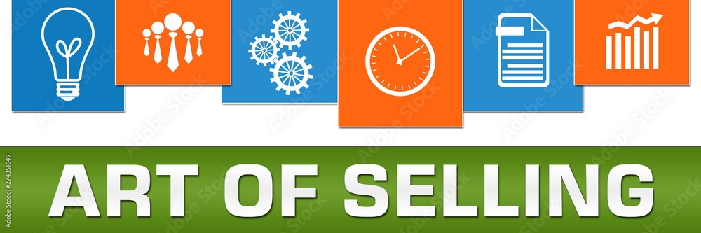 Art Of Selling Business Symbols Green Blue Orange On Top Art Of Selling Business Symbols Green Blue Orange On Top