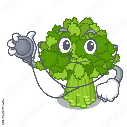 Doctor brocoli rabe isolated in the character