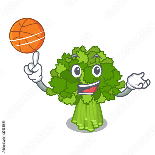 With basketball brocoli rabe isolated in the character