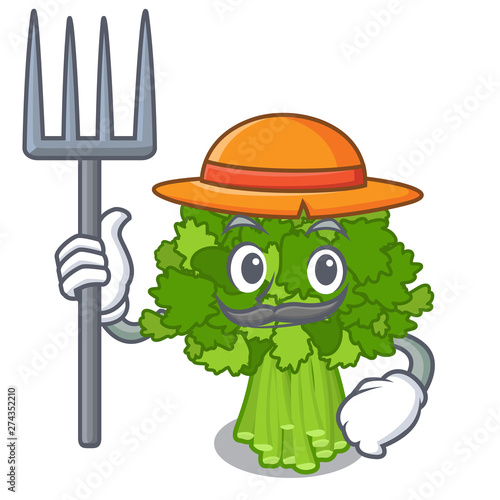 Farmer brocoli rabe isolated in the character