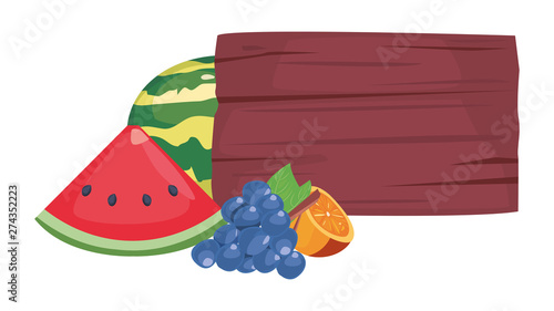 hello summer wooden board exotic fruits