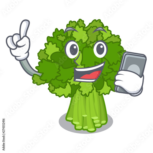 With phone brocoli rabe isolated in the character