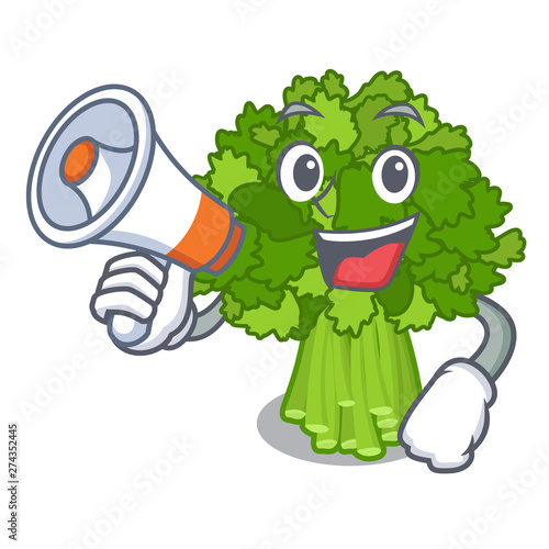 With megaphone brocoli rabe isolated in the character