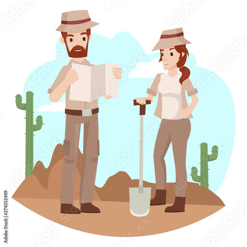 Two archaeologist is discussing about underground treasure searches