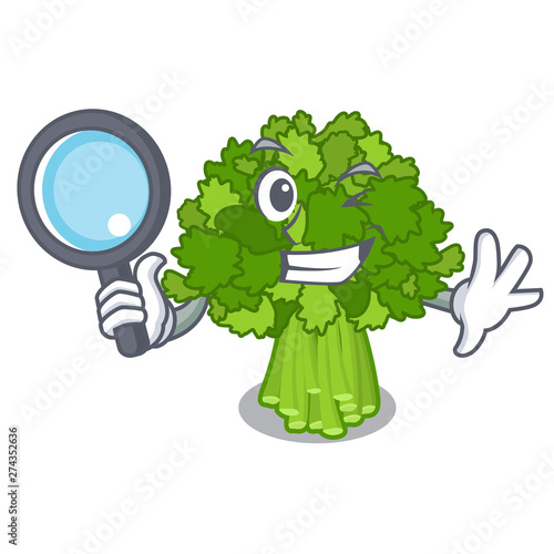 Detective brocoli rabe in the cartoon shape