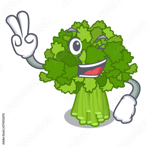 Two finger brocoli rabe in the cartoon shape