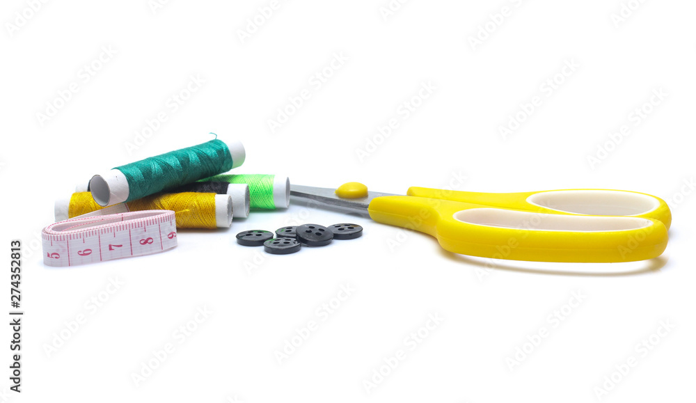 Sewing accessories isolated on white Sewing accessories isolated on white