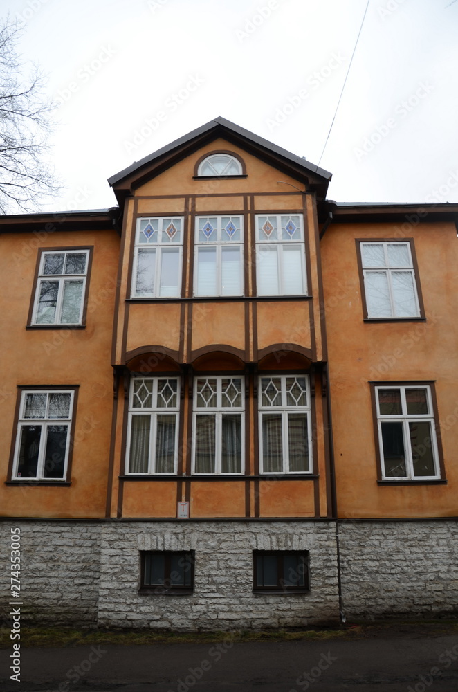 Obraz premium Facade of a typical residential building in Tallinn, Estonia