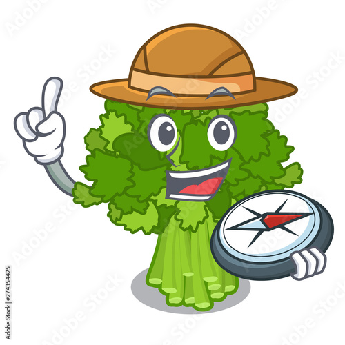 Explorer rabe broccoli in vegetable mascot basket