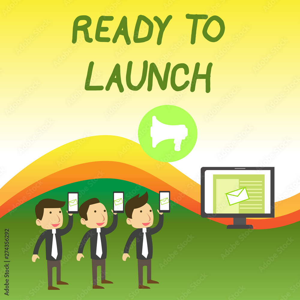 Conceptual hand writing showing Ready To Launch. Concept meaning an event to celebrate or introduce something new to market SMS Email Marketing Media Audience Attraction PC Loudspeaker Conceptual hand writing showing Ready To Launch. Concept meaning an event to celebrate or introduce something new to market SMS Email Marketing Media Audience Attraction PC Loudspeaker