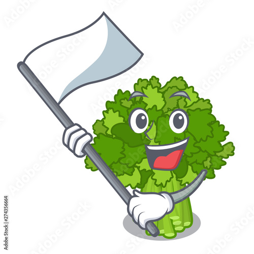 With flag saute broccoli rabe above cartoon plate