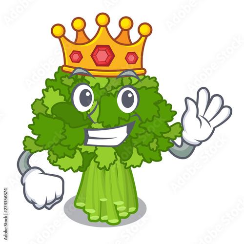 King saute broccoli rabe above cartoon plate