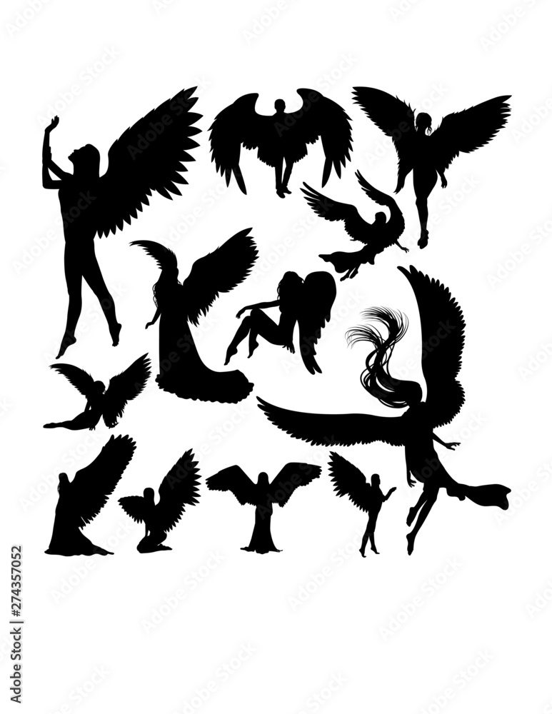 Angel silhouettes. Good use for symbol, logo, web icon, mascot, sign, or any design you want. Angel silhouettes. Good use for symbol, logo, web icon, mascot, sign, or any design you want.