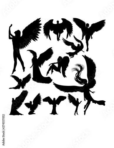 Angel silhouettes. Good use for symbol, logo, web icon, mascot, sign, or any design you want.