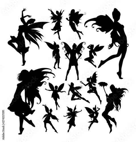 Fairy silhouettes. Good use for symbol, logo, web icon, mascot, sign, or any design you want.