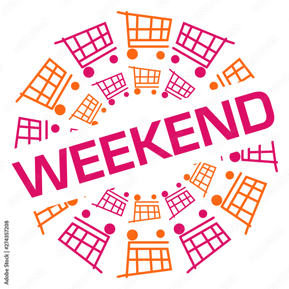 Weekend Pink Orange Shopping Cart Circular Badge Style 