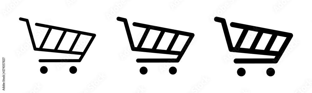 Set icon shopping cart of different thickness isolated on white background. Icon shopping cart for web design, app, ui. Set icon shopping cart of different thickness isolated on white background. Icon shopping cart for web design, app, ui.