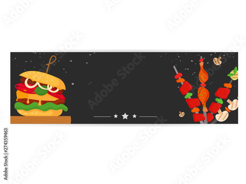 Barbecue party, menu, invitation design. BBQ