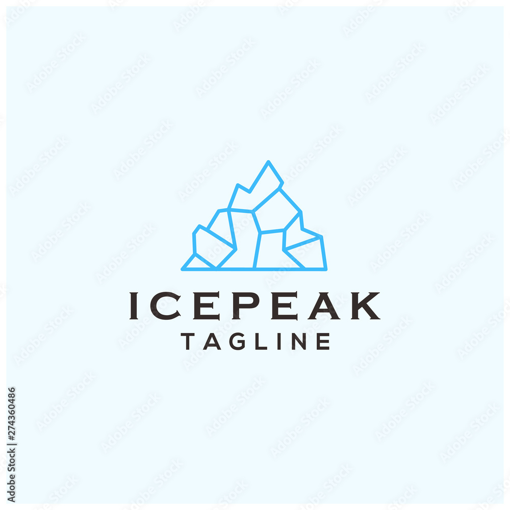 ice peak mountain logo line art illustration vector template download