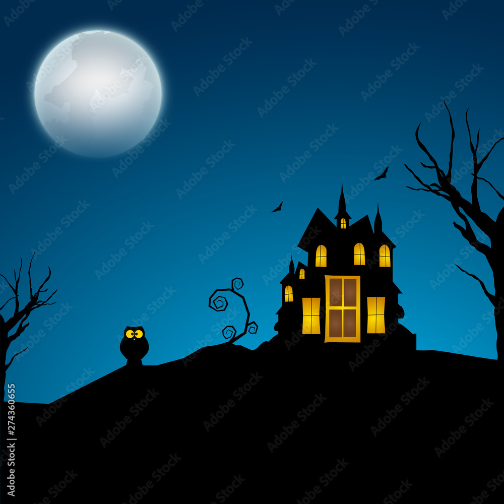 Halloween celebration with night scene.