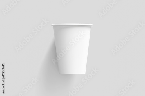 Takeaway Coffee or Tea Paper Cup with label Mock up isolated on light grey background.Realistic photo.3D rendering