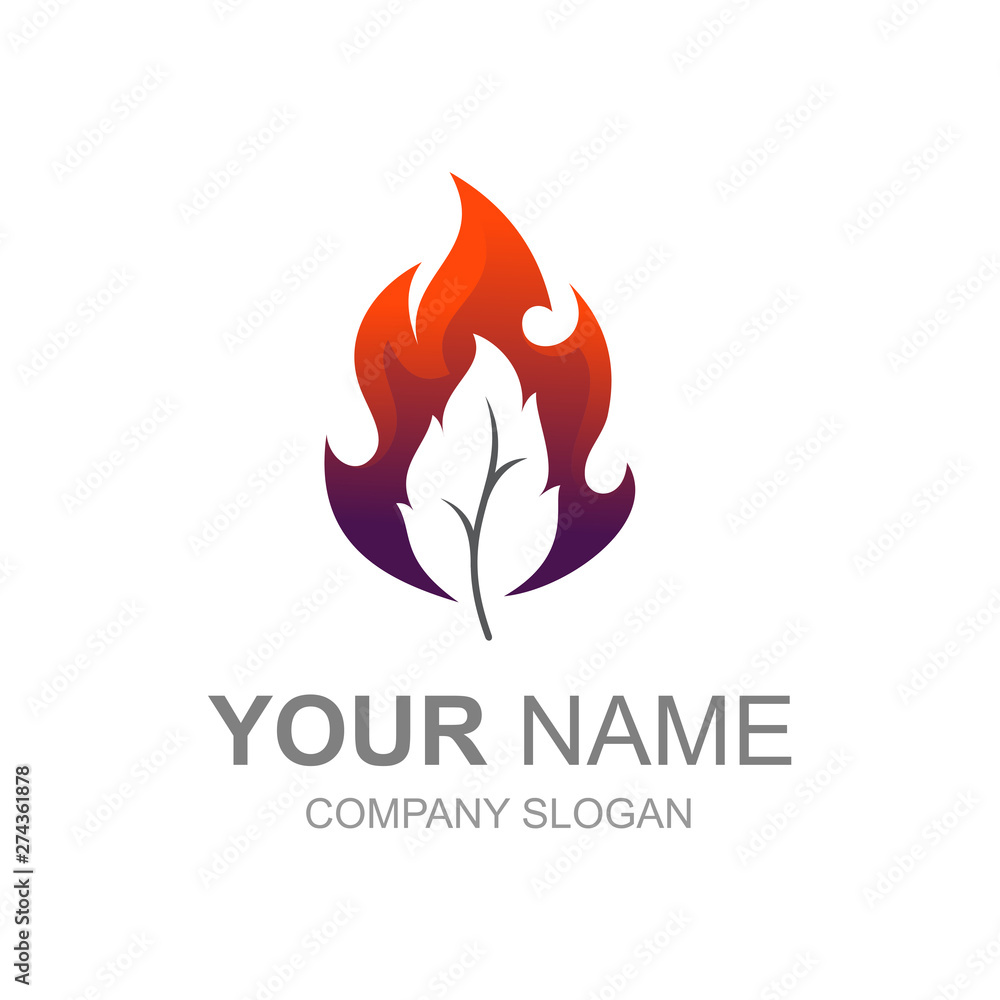 leaf logo design vector, leaf and fire logo illustration, medical icon leaf logo design vector, leaf and fire logo illustration, medical icon