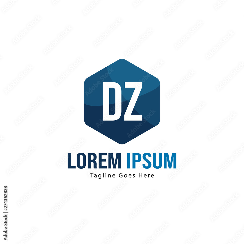 Initial DZ logo template with modern frame. Minimalist DZ letter logo vector illustration