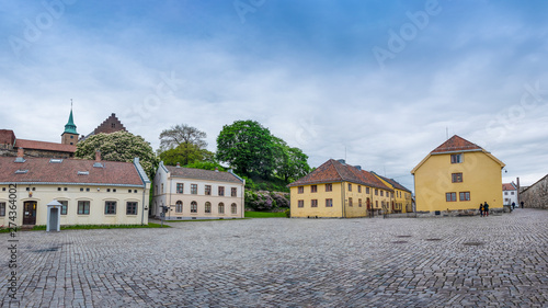 courtyard of an ancient castle Akershus Fortress in the city of Oslo Norway in spring