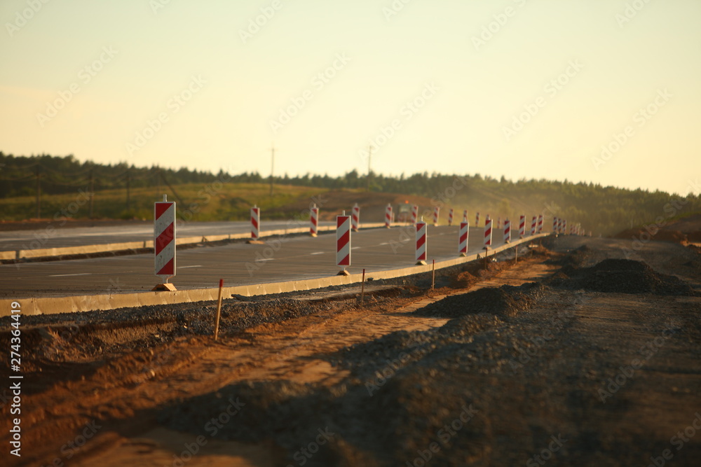 Construction of the road of modern concrete high-speed highway.