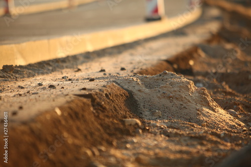 Construction of the road of modern concrete high-speed highway.