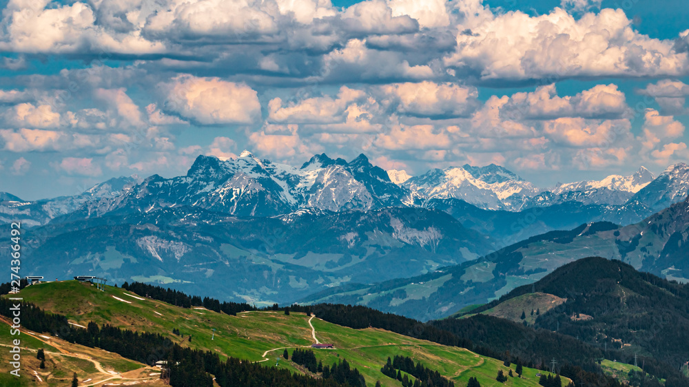 Fototapeta premium Beautiful alpine view at Hohe Salve summit - Söll - Tyrol - Austria
