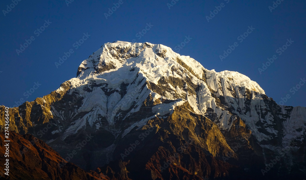Snow covered peak of Annapurna Massif
