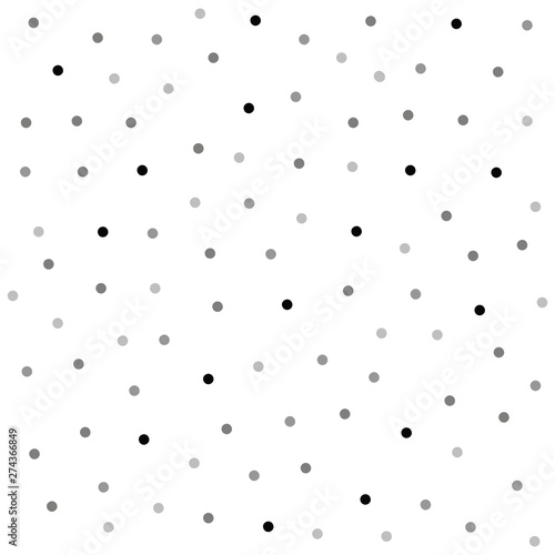 polka dot seamless vector pattern black background. White and black polka dots background. Chaotic elements. Abstract geometric shape texture. Design template for wallpaper,wrapping, textile. 
