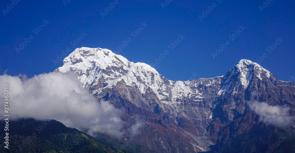 Snow covered peak of Annapurna Massif