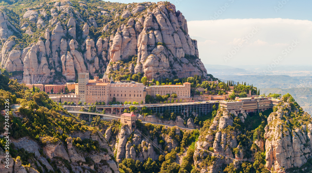 View of the Montserrat Monastery in Catalonia, near Barcelona - obrazy, fototapety, plakaty 