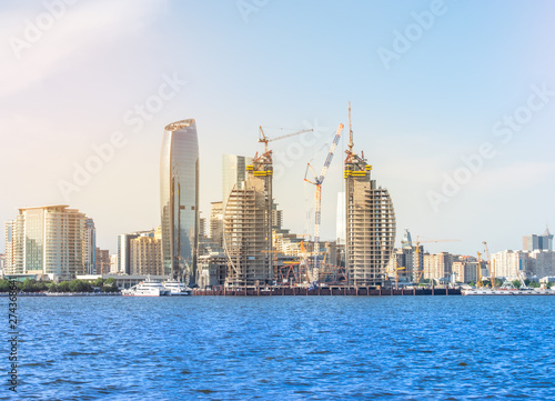 Baku, Azerbaijan - May 22, 2019: Baku city from The Caspian Sea © studiographicmh