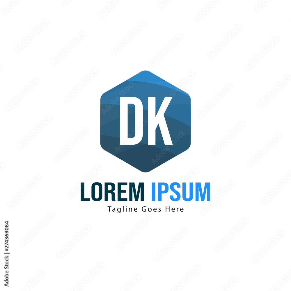 Initial DK logo template with modern frame. Minimalist DK letter logo vector illustration